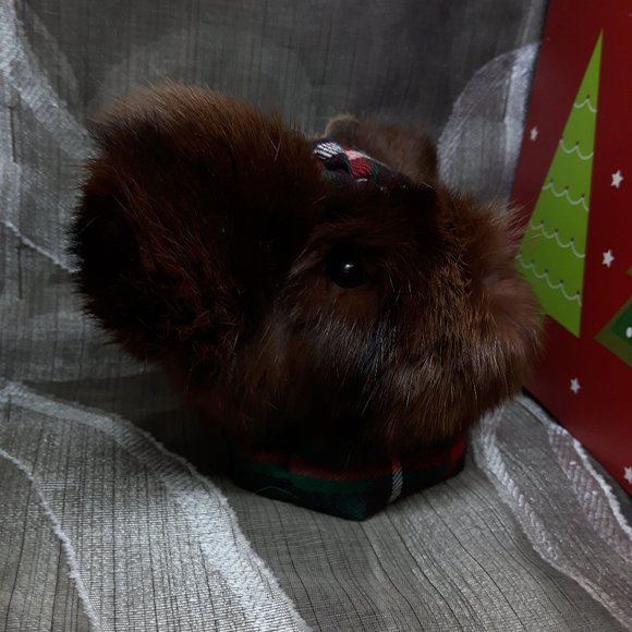 Tartan Teddy Bear Christmas Ornament - Newfoundland Tartan - Real Mink - Picture 2 of 7